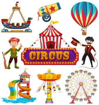 Set of circus element Stock Illustration