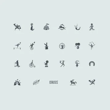 Set of circus icons Stock Illustration