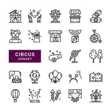 Set of circus icons Stock Illustration
