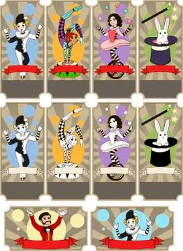Set of circus tickets templates Stock Illustration