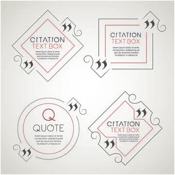 Set of the citation text box. Frame for decoration quote. Quote blank templat Stock Illustration