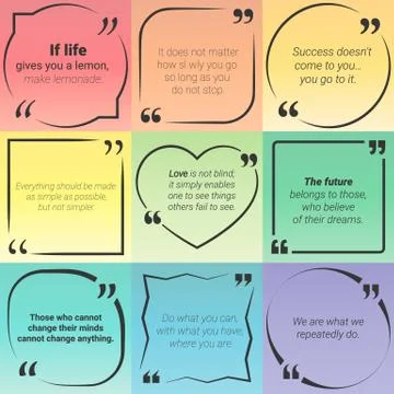 Set of citation text boxes, frames and quotes Stock Illustration