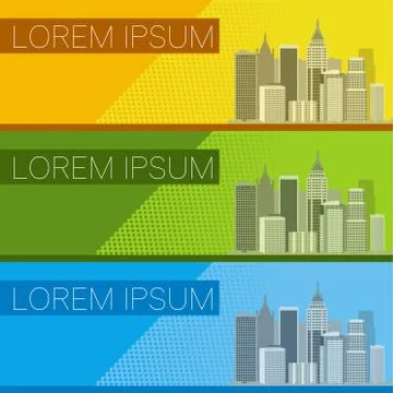 Set of city banners Stock Illustration