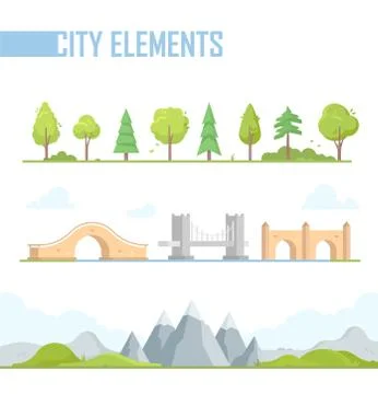 Set of city elements - modern vector cartoon isolated illustration Illustrazione stock