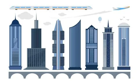 Set of city icons Stock Illustration