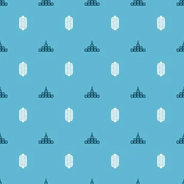Set City landscape and Hotdog sandwich on seamless pattern. Vector 스톡 일러스트