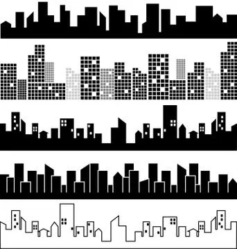 Set of city landscapes vector Stock Illustration