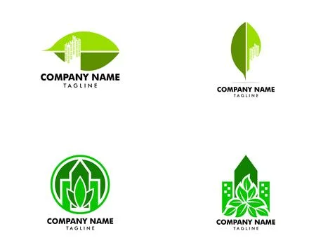 Set of City Leaf Logo Design Template Illustrazione stock
