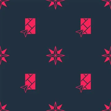 Set City map navigation and Wind rose on seamless pattern. Vector Illustrazione stock