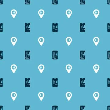 Set City map navigation and Helicopter landing pad on seamless pattern. Vector Illustrazione stock