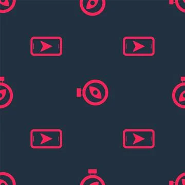 Set City map navigation and Compass on seamless pattern. Vector Illustrazione stock