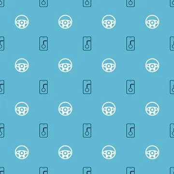 Set City map navigation and Steering wheel on seamless pattern. Vector Illustrazione stock