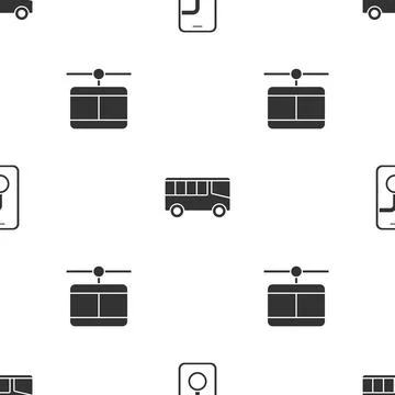 Set City map navigation, Bus and Cable car on seamless pattern. Vector イラスト素材