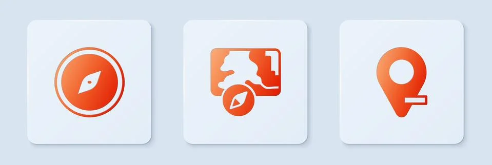 Set City map navigation, Compass and Location. White square button. Vector イラスト素材