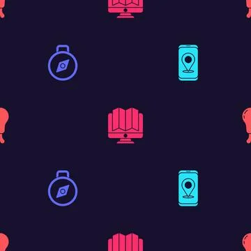 Set City map navigation, Compass, Location of the forest in monitor and Chicken Illustrazione stock