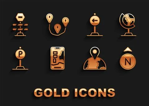Set City map navigation, Earth globe, Compass, Location the, Parking, Traff.. Stock Illustration