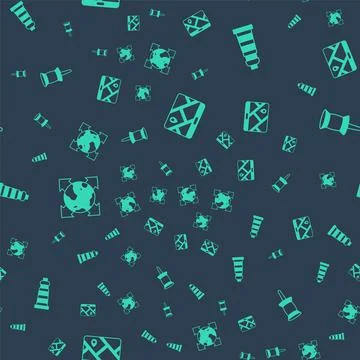 Set City map navigation, Lighthouse, World globe with compass and Push pin on Stock Illustration