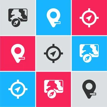 Set City map navigation, Location and Compass icon. Vector イラスト素材