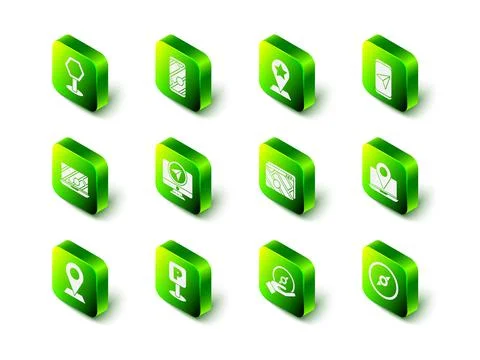 Set City map navigation, Map pointer with star, Laptop location marker, Compass Stock Illustration