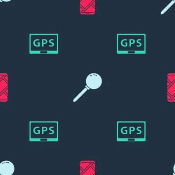 Set City map navigation, Push pin and Gps device with on seamless pattern 스톡 일러스트