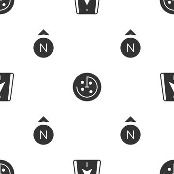 Set City map navigation, Radar with targets monitor and Compass on seamless Illustrazione stock