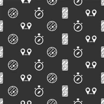 Set City map navigation, Route location, Folded map with location and Compass on Illustrazione stock