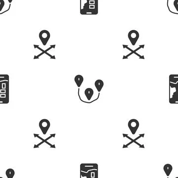 Set City map navigation, Route location and Location on seamless pattern. Vector Stock Illustration