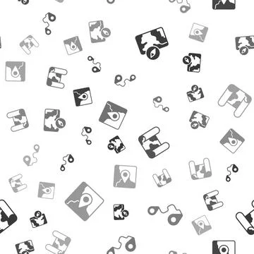 Set City map navigation, Route location, Folded and with marker on seamless Stock Illustration