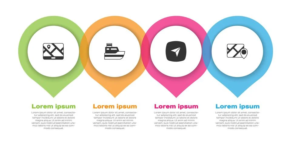 Set City map navigation, Ship line path, Infographic of city and . Business Stock Illustration