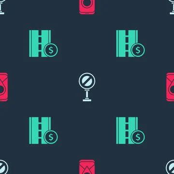 Set City map navigation, Stop sign and Toll road traffic on seamless pattern Illustrazione stock