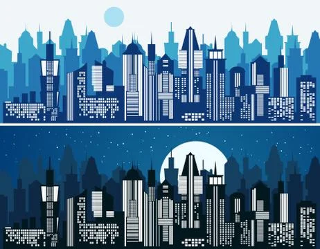Set of cityscape background. Vector illustration Stock Illustration