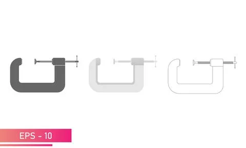 Set, Clamp for carpentry and locksmithing. Linear, solid and realistic design Stock Illustration