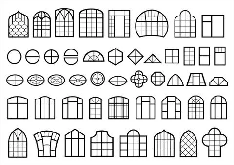 Set of classic and modern windows Stock Illustration