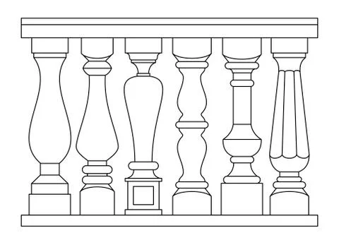 Set of classic balusters Stock Illustration