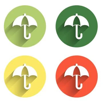 Set Classic elegant opened umbrella icon isolated with long shadow backgrou.. Stock Illustration
