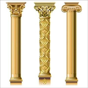 Set of classic gold columns Stock Illustration