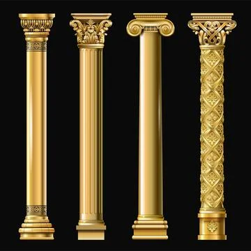 Set of classic gold columns Stock Illustration