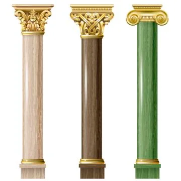 Set of classic marble columns Stock Illustration