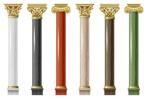 Set of classic marble columns Stock Illustration