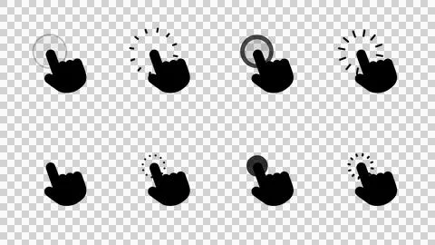 Set of classic mouse pointer icons. Pack of cursors on transparent. Stock Illustration