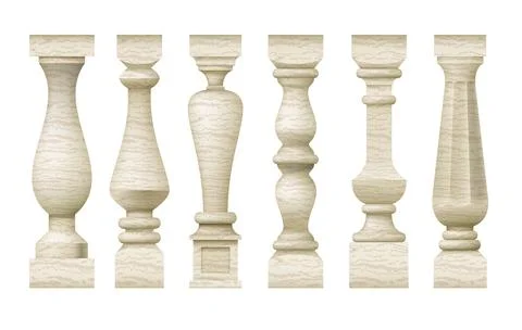 Set of classic old marble balusters Stock Illustration