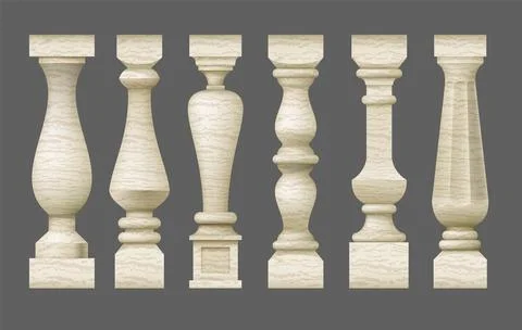 Set of classic old marble balusters Stock Illustration