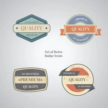 Set of classic retro style of quality badge Stock Illustration