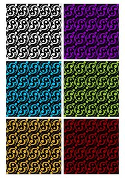 Set of classic rounded patterns on black background. Different color variants - Stock Illustration