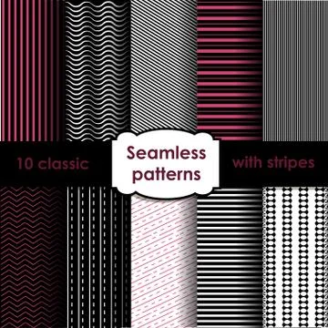 Set of classic seamless striped patterns Stock Illustration