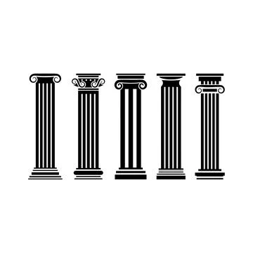 Set of Classical Architectural Column Designs. Vector icon. Stock Illustration