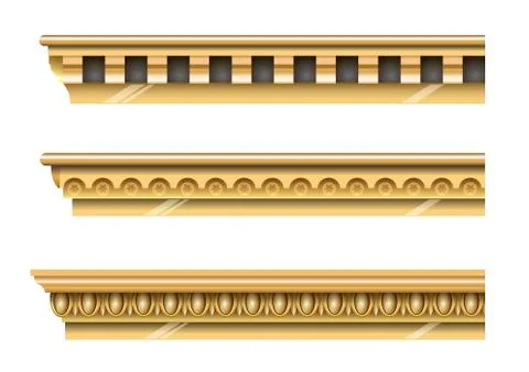 Set of classical gold cornices Stock Illustration