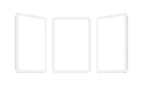 Set of Clay Tablet Computers Mockups Isolated on White Background Stock Illustration