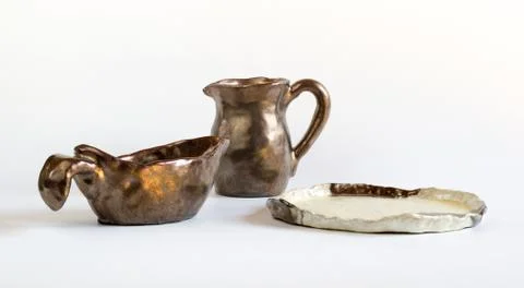 Set of clay vessels Stock Photos