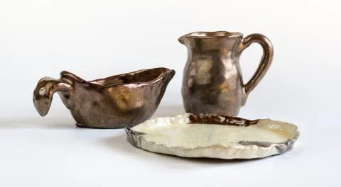 Set of clay vessels Stock Photos
